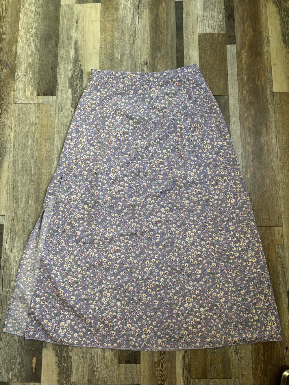 Purple Floral A-Line Midi Skirt